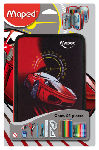 Penālis MAPED 2-daļīgs ar piederumiem "Cars" blīsterī