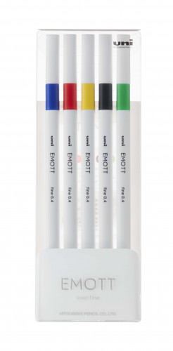 Marķieru komplekts UNI Emott 5 krāsas Nr.1 vivid color