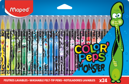 Flomāsteri MAPED Monster 2.8mm 24 krāsas, kartona blisterī