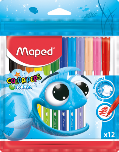 Flomāsteri MAPED Ocean 2.0mm 12 krāsas, PP iepakojums