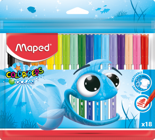 Flomāsteri MAPED Ocean 2.0mm  18 krāsas, PP iepakojums