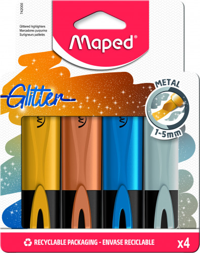 Teksta marķieri MAPED Glitter Metal 4 krāsas
