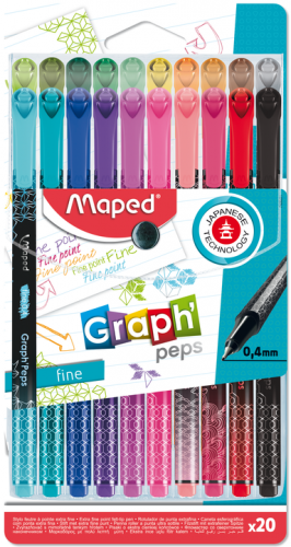Marķieri MAPED Graph'Peps Metallic design 0.4mm 20 krāsas