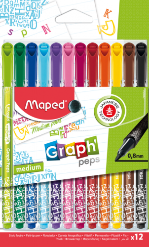 Marķieri MAPED Graph'Peps Metallic design 0.8mm 12 krāsas