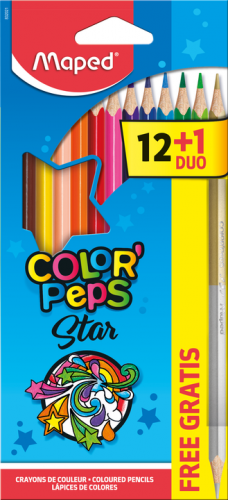 Zīmuļkrāsas MAPED "Color`Peps" 12krāsas + 1 DUO