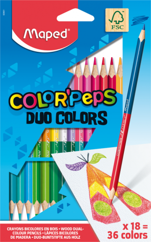 Zīmuļkrāsas MAPED "Color`Peps Duo" 18 krāsas FSC