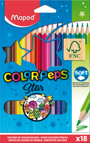 Zīmuļkrāsas MAPED "Color`Peps" 18 krāsas FSC