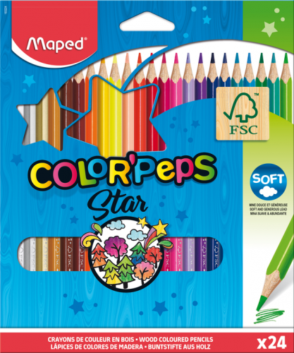 Zīmuļkrāsas MAPED "Color`Peps" 24 krāsas FSC