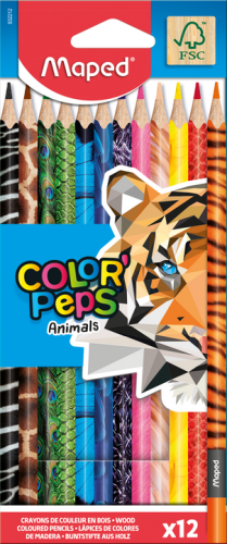 Zīmuļkrāsas MAPED "Color`Peps Animals" 12 krāsas FSC