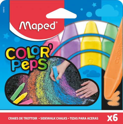 Krīts asfaltam MAPED Color'Peps 2*11cm 6 krāsas