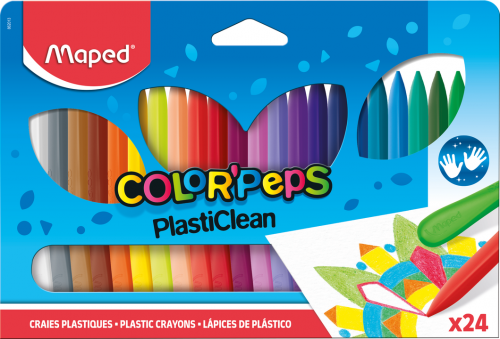 Krītiņi plastmasas MAPED Plasticlean 24 krāsas