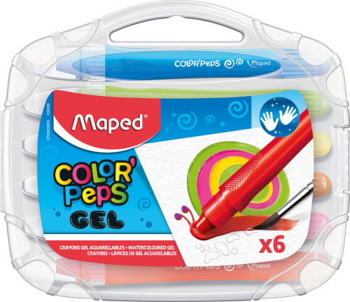 Krītiņi gēla MAPED ColorPeps GEL 6 krāsas plastikāta kastitē