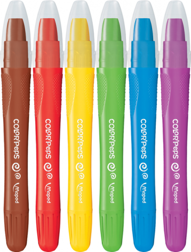 Krītiņi gēla MAPED ColorPeps GEL 6 krāsas plastikāta kastitē