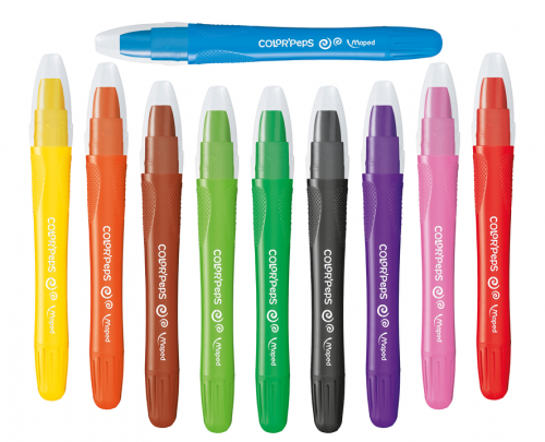 Krītiņi gēla MAPED ColorPeps GEL 10 krāsas plastikāta kastitē