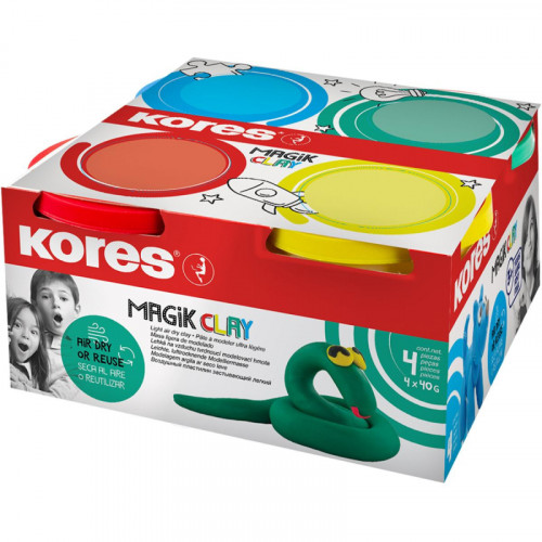 Viegla veidošanas mīkla KORES Magik Clay 4 krāsas*40g