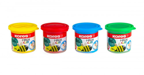 Viegla veidošanas mīkla KORES Magik Clay 4 krāsas*40g