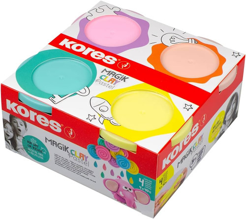 Viegla veidošanas mīkla KORES Magik Clay Pastel 4 krāsas*40g