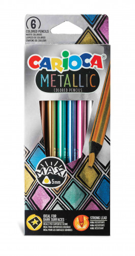 Zīmuļkrāsas CARIOCA Metallic Maxi 6 krāsas