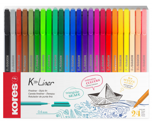 Marķieru komplekts KORES K-Liner 0.4mm 24 krāsas