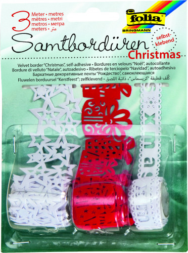 Samta papīra mežģīņu lentu komplekts FOLIA 3gab.*1m, Christmas