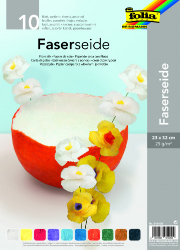 Zīdpapīrs ar šķiedru struktūru FOLIA 23*32cm 25g/m2 10 krāsas