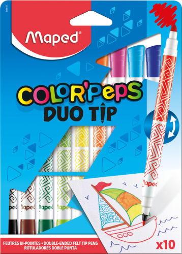Flomāsteri MAPED DuoTip 2mm/3.9mm,10 krāsas, kartona blisterī