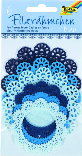 Filca mežģīņu apļi FOLIA 6gab. 7-10cm, zilie