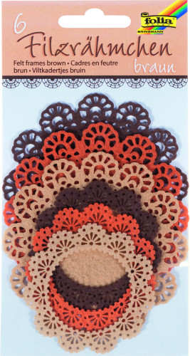 Filca mežģīņu apļi FOLIA 6gab. 7-10cm, brūnie