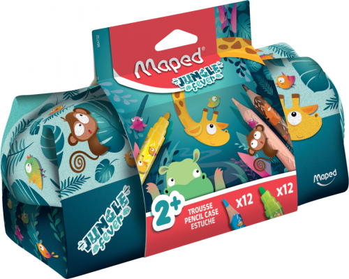 Penālis MAPED "Jungle Fever" + 12 krāszīmuļi + 12 flomāsteri