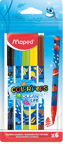 Flomāsteri MAPED Ocean Life 2.0mm  6 krāsas, PP iepakojums
