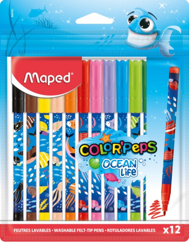 Flomāsteri MAPED Ocean Life 2.0mm  12 krāsas, PP iepakojums