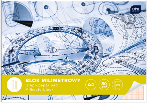 Milimetru papīru bloks INTERDRUK A4 20lp