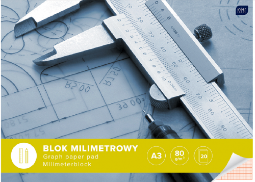 Milimetru papīru bloks INTERDRUK A3 20lp