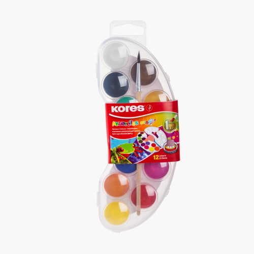 Akvareļkrāsas sausās KORES Akuarellos Mini 12 krāsas