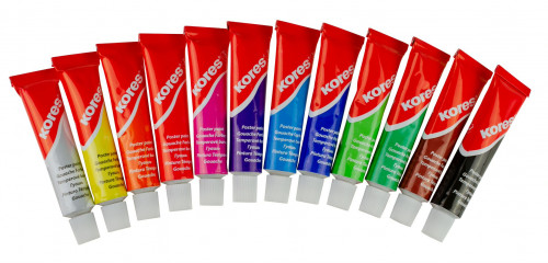 Guaša tūbās KORES Temperas 12 krāsas*12ml