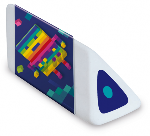 Dzēšgumijas MAPED Pyramid "Pixel Party" displejā