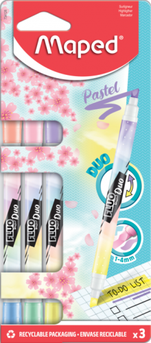 Teksta marķieri MAPED Pastel Duo 3*2 krāsas