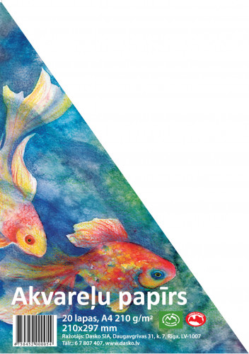 Akvareļu papīrs A4 210g/m2 20lp
