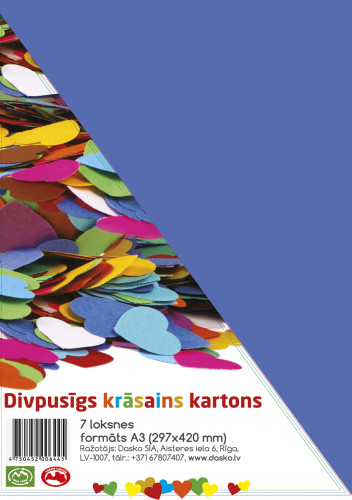 Krāsains divpusējs kartons RAINBOW 230g/m2 A3 7 krāsas