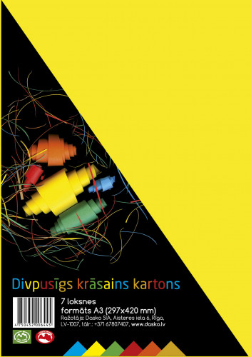 Krāsains divpusējs kartons RAINBOW 230g/m2 A3 7 krāsas