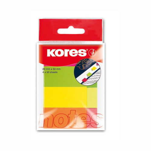 Papīra marķetāji KORES 20*50mm 4 neona krāsas*50lp