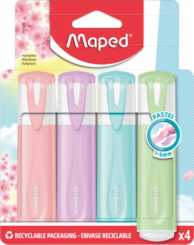Teksta marķieri MAPED Pastel 4 krāsas blisterī