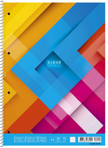 Koledžbloks A4 80lp # mīksts vāks ''Cloud coloful'' 06510