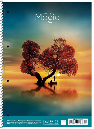 Koledžbloks A4 80lp = mīksts vāks ''Colorful magic'' 06521