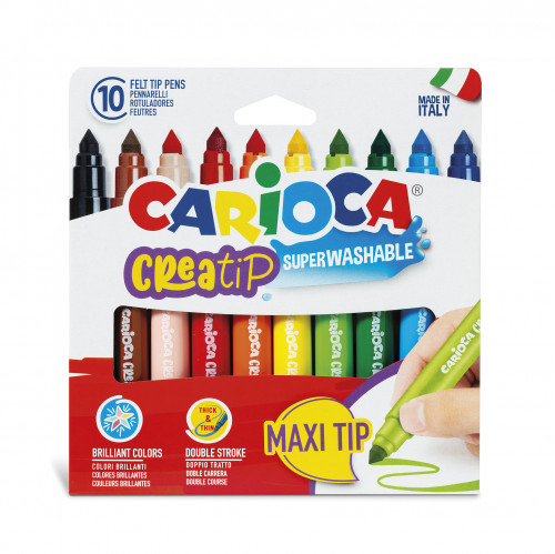 Flomāsteri CARIOCA Creatip Maxi 1mm - 7mm 10 krāsas