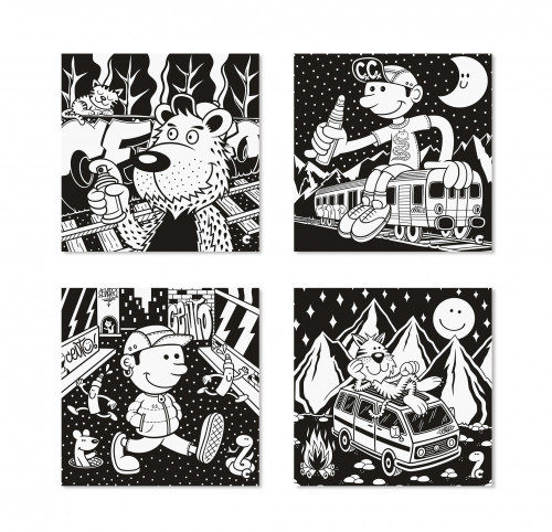Izkrāsojamās 4 bildes CARIOCA Velvet Artwork, Cento Canesio "Graffiti"