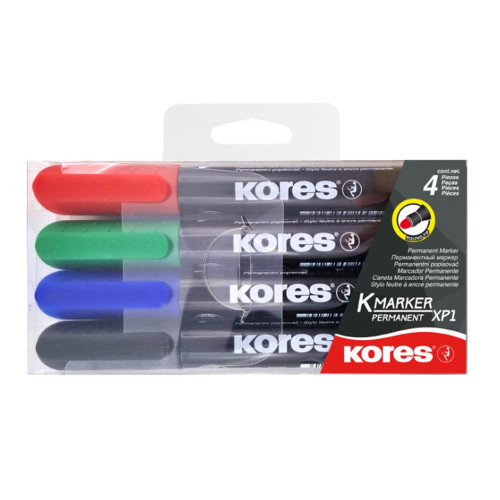 Permanenta marķieru komplekts KORES K-Marker PM 4 krāsas