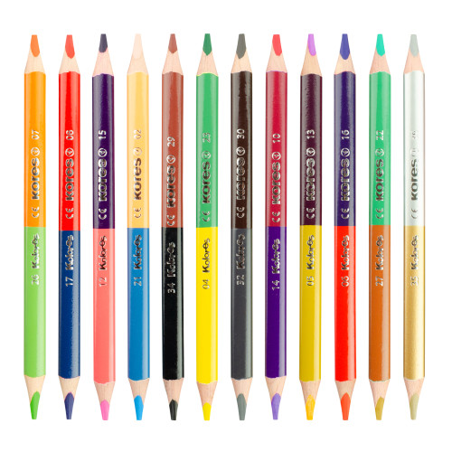Zīmuļkrāsas KORES Jumbo DUO 3-kantīgas 12gab. = 24 krāsas