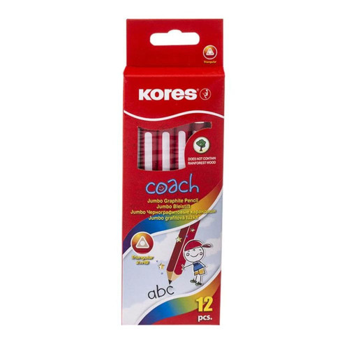 Zīmulis ar dzēšgumiju KORES Jumbo 3-kantīgs HB
