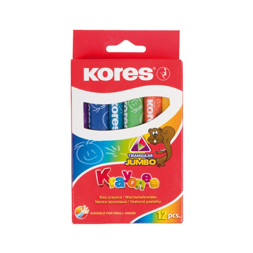 Vaska krītiņi KORES Jumbo d=14mm 3-kantīgi 12 krāsas